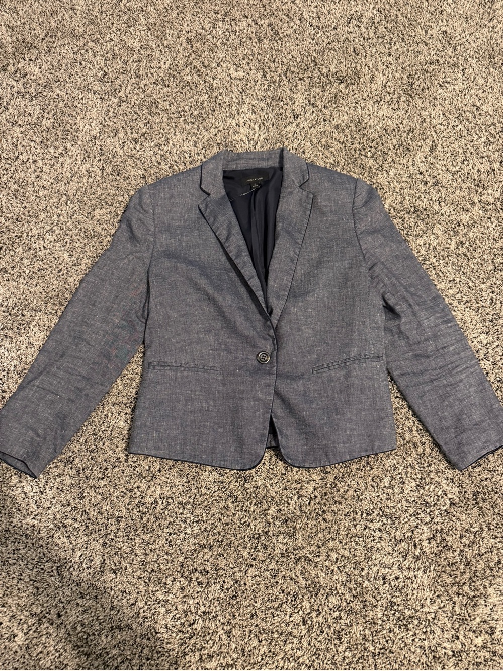 Ann Taylor Heathered Blue Single-Button Women's Blazer